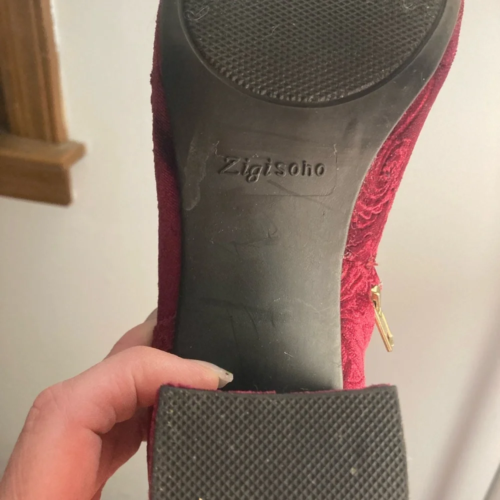 Women’s Red Velvet Paisley Ankle Boots - Picture 4 of 4
